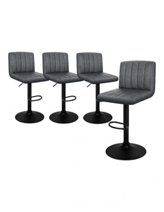 4X Bar Stools Stripe Pattern Stools Grey Macias