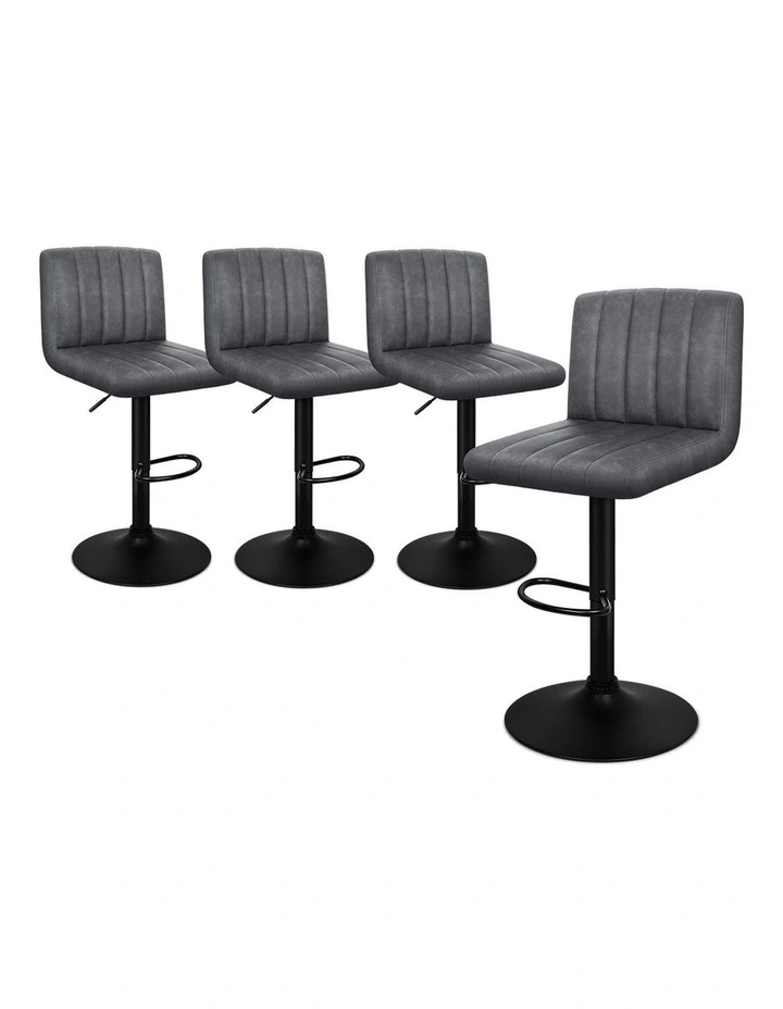 4X Bar Stools Stripe Pattern Stools Grey Macias image 1