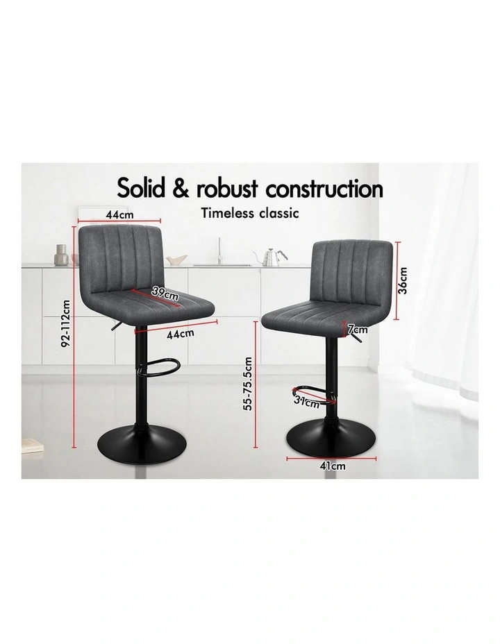 4X Bar Stools Stripe Pattern Stools Grey Macias image 7