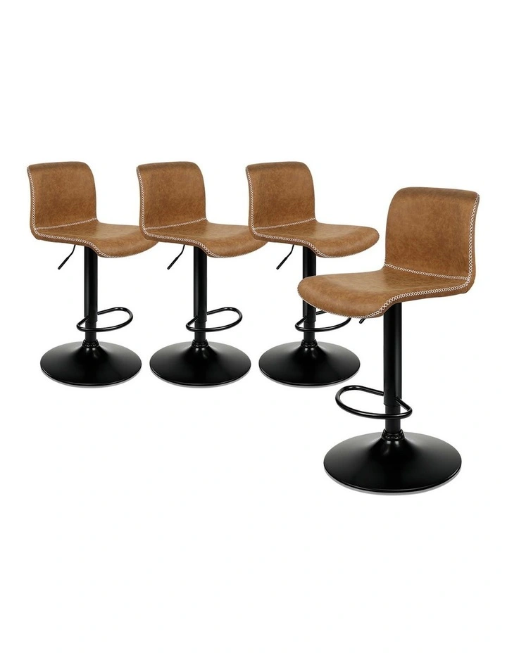 Bar Stools Vintage Leather Brown Remy x4 image 1