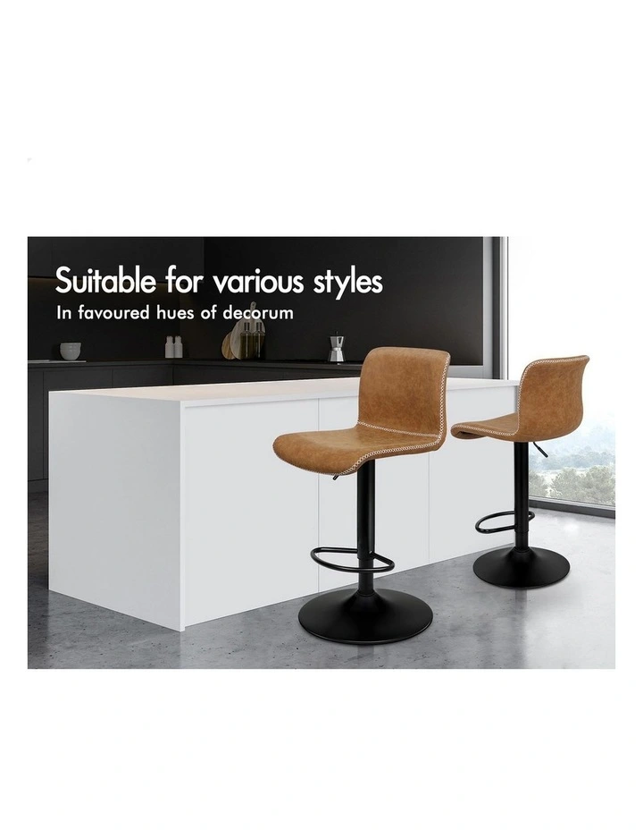 Bar Stools Vintage Leather Brown Remy x4 image 6