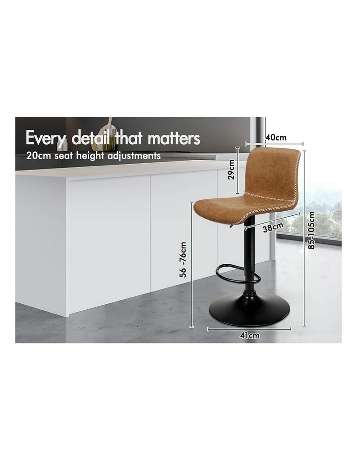 Bar Stools Vintage Leather Brown Remy x4 image 7