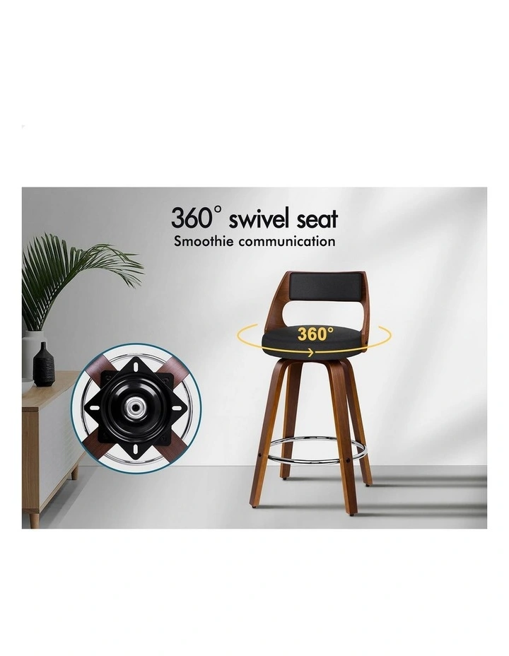 x4 Bar Stools Swivel Fabric Dining Chair in Black image 2