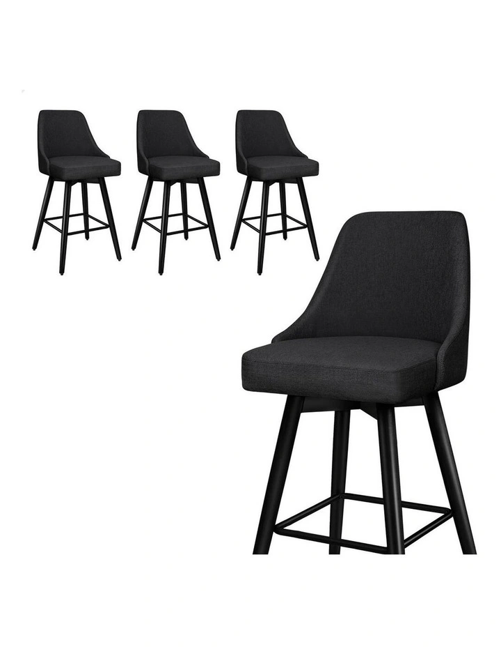 4x Swivel Bar Stools Kitchen Dining Chair Cafe Metal All Black image 1