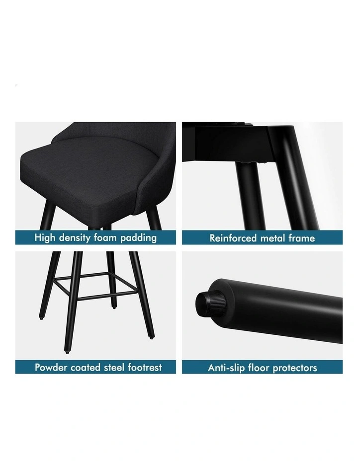 4x Swivel Bar Stools Kitchen Dining Chair Cafe Metal All Black image 2