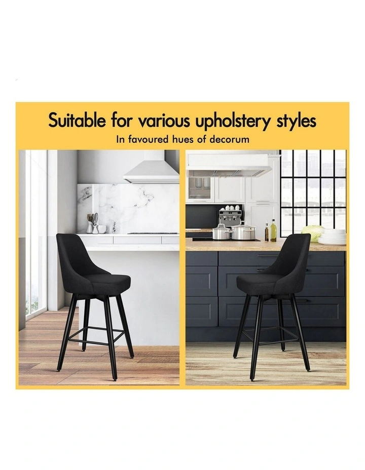 4x Swivel Bar Stools Kitchen Dining Chair Cafe Metal All Black image 4