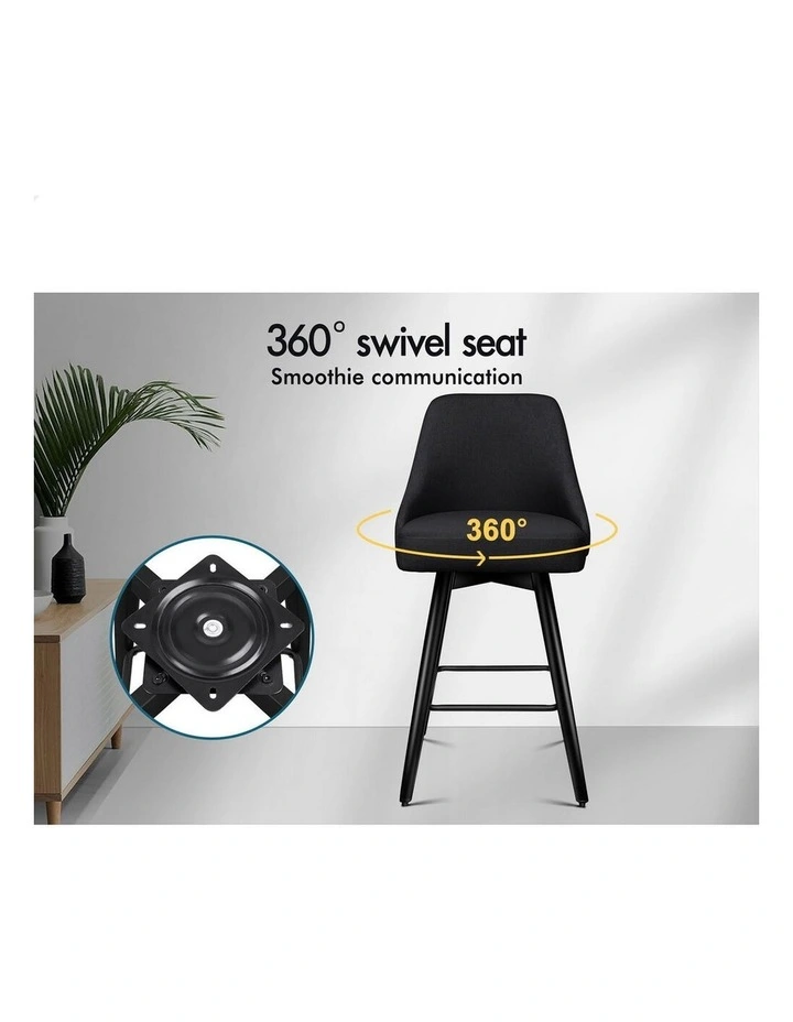 4x Swivel Bar Stools Kitchen Dining Chair Cafe Metal All Black image 7