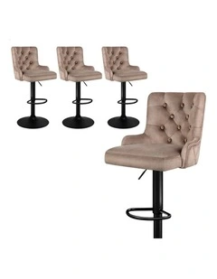 4x Bar Stools Gas Lift Velvet Bar Chairs Kitchen Swivel Bella BROWN