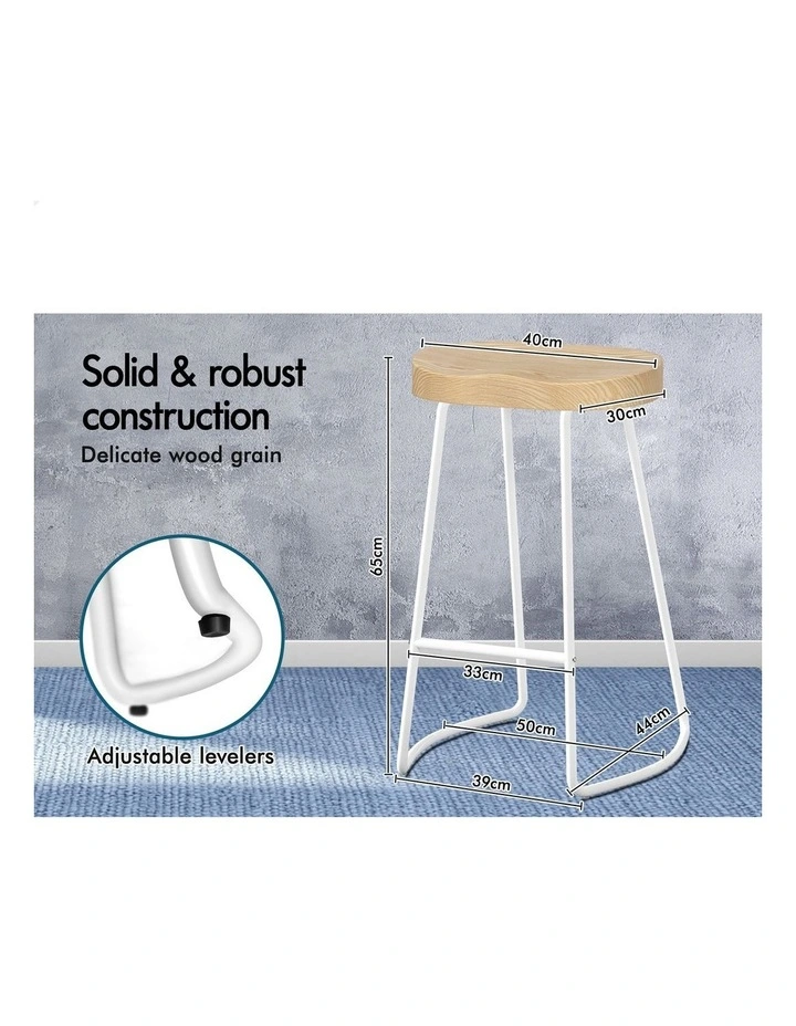 4x Bar Stools 65cm Tractor Kitchen Wooden Vintage Chair White image 7