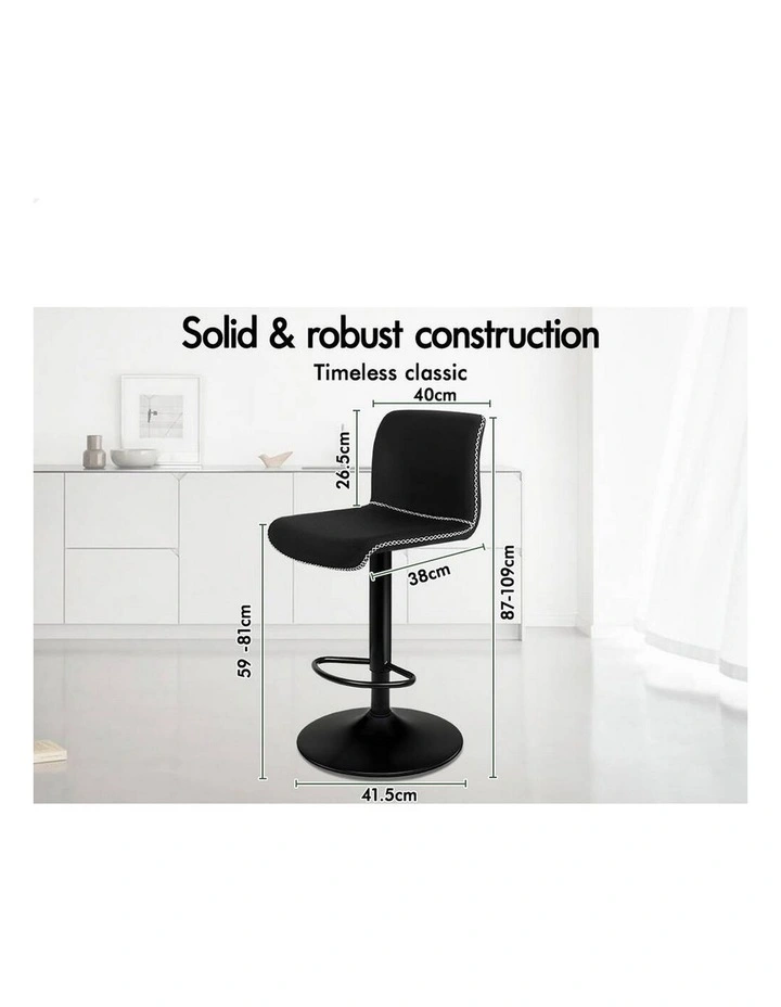 Bar Stools Vintage Fabric Black Remy X4 image 6