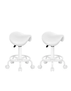 2x Salon Stool Saddle Swivel Barber Hair Dress Chair Sierra All White