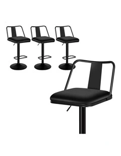 4x Bar Stools Gas Lift Leather Bar Chairs Kitchen Swivel Gloria BLACK