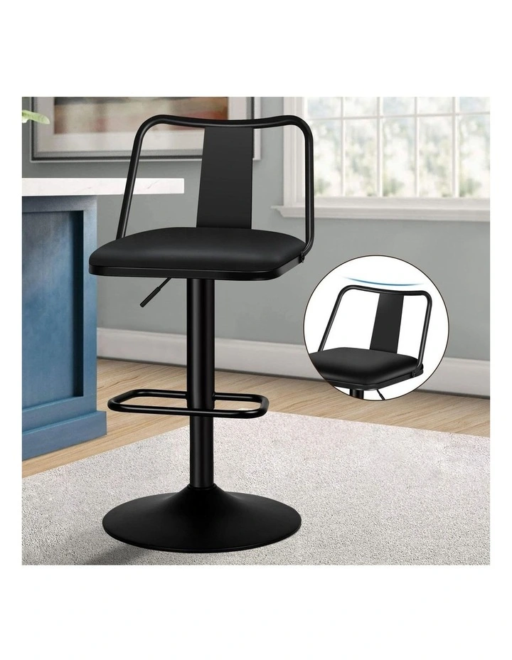 4x Bar Stools Gas Lift Leather Bar Chairs Kitchen Swivel Gloria BLACK image 4