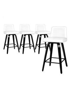 Bar Stools Wooden Mid-back White Bailey X4