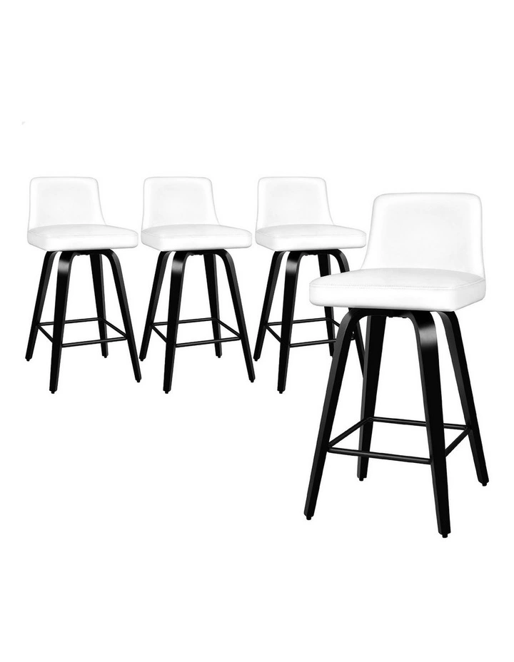 Bar Stools Wooden Mid-back White Bailey X4 image 1