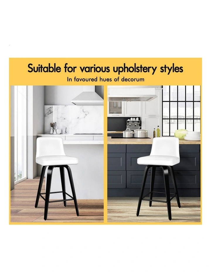Bar Stools Wooden Mid-back White Bailey X4 image 2