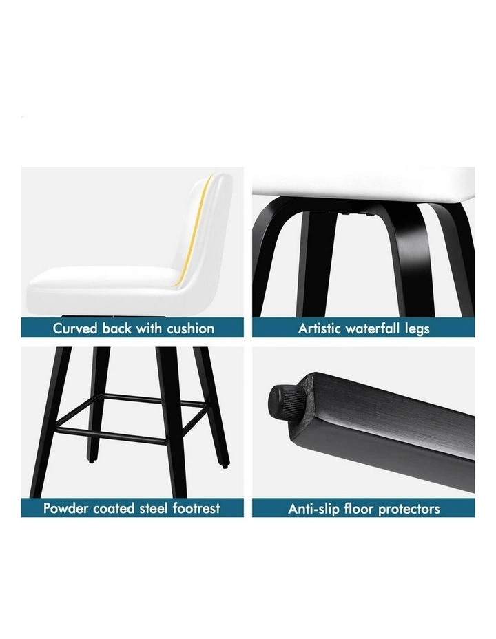 Bar Stools Wooden Mid-back White Bailey X4 image 5