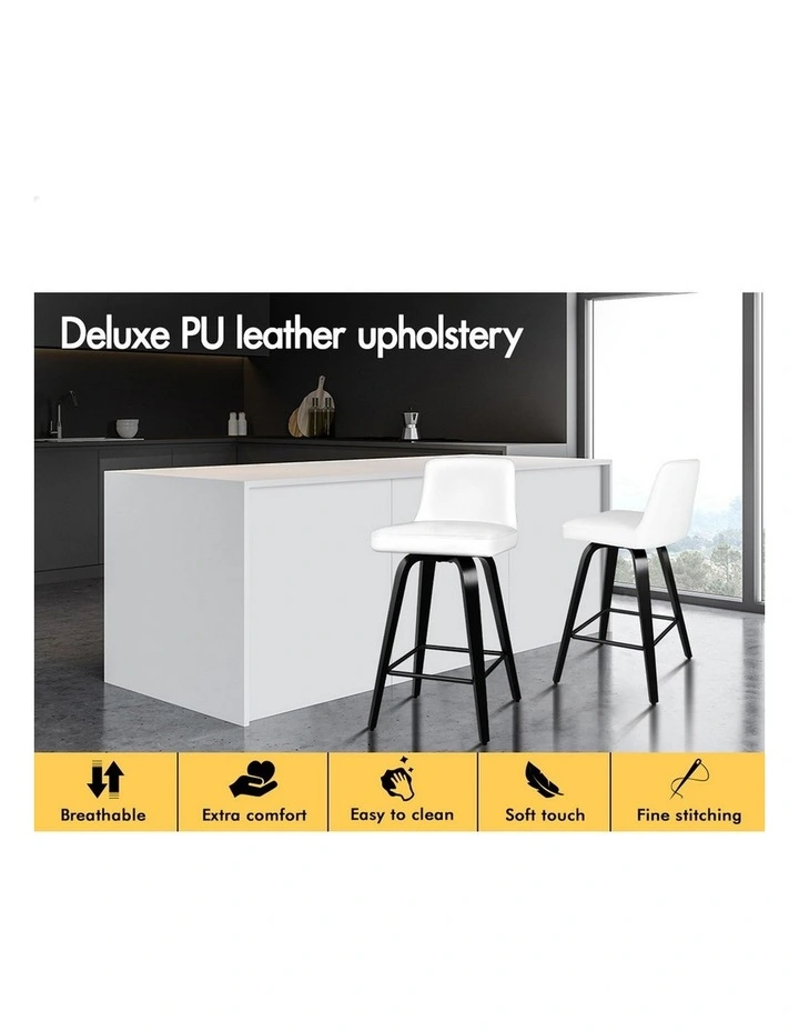 Bar Stools Wooden Mid-back White Bailey X4 image 6