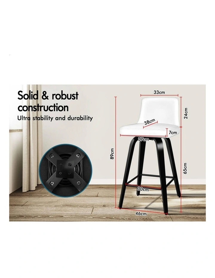 Bar Stools Wooden Mid-back White Bailey X4 image 7