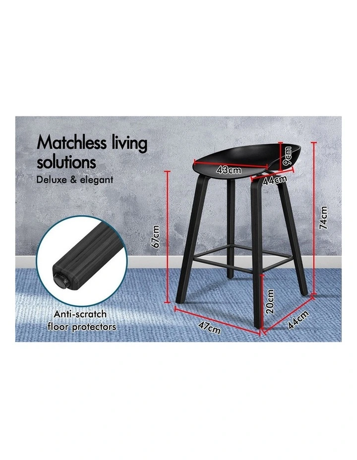Bar Stools Wooden Chairs All Black X4 image 3