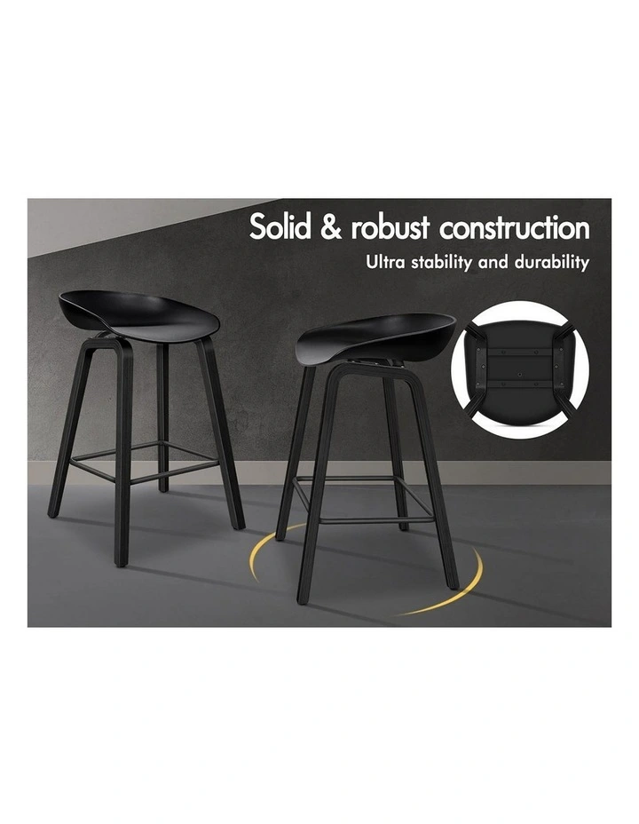 Bar Stools Wooden Chairs All Black X4 image 6