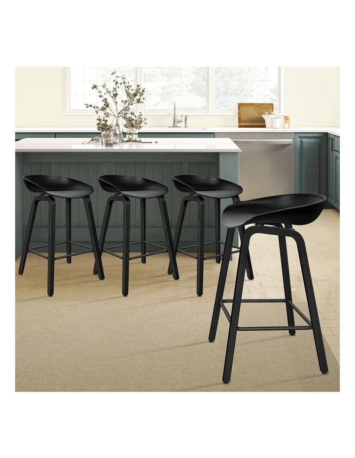 Bar Stools Wooden Chairs All Black X4 image 7