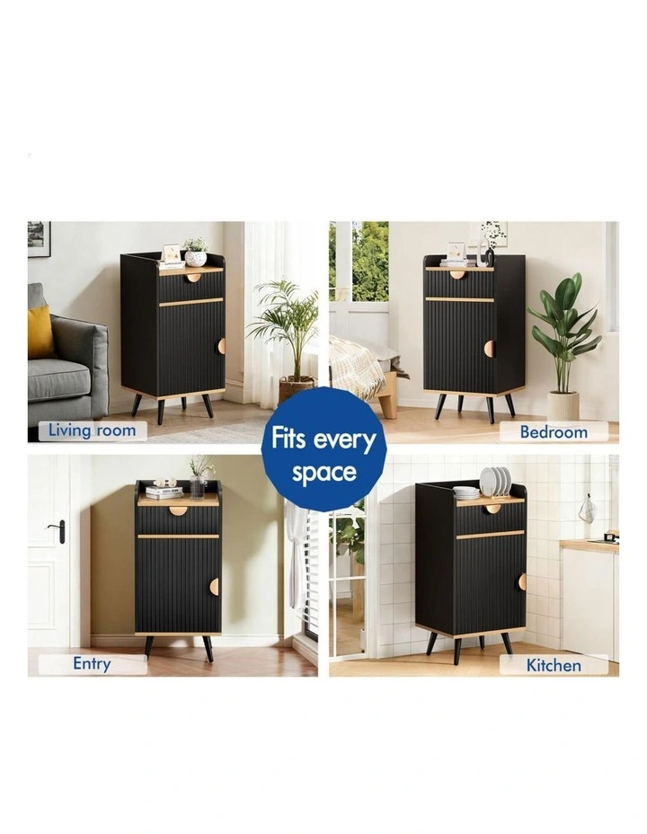 Storage Cabinet Bathroom Buffet Sideboard Bedside Table Black image 2