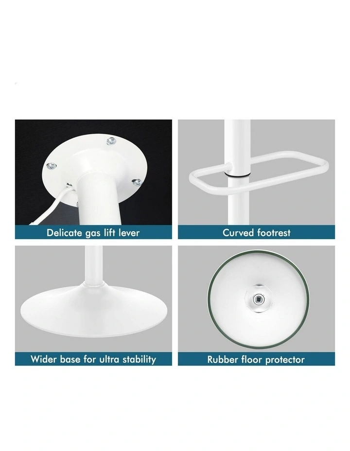 4x Bar Stools Gas Lift Leather Bar Chairs Kitchen Swivel Black White image 3