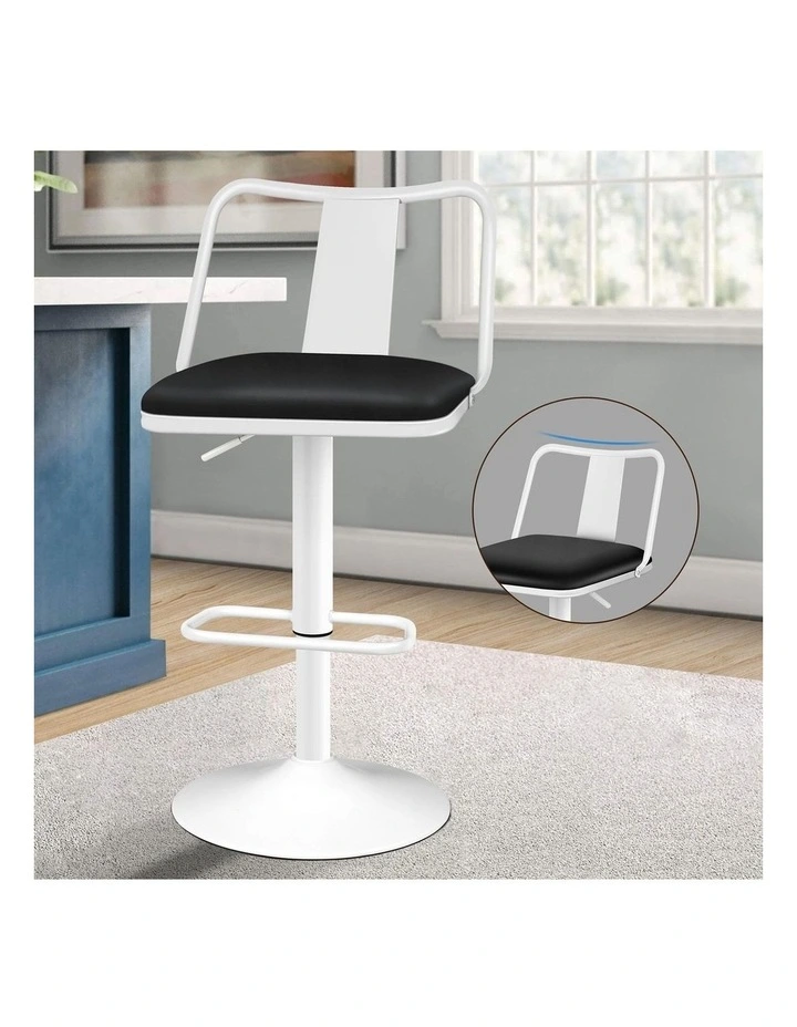 4x Bar Stools Gas Lift Leather Bar Chairs Kitchen Swivel Black White image 7