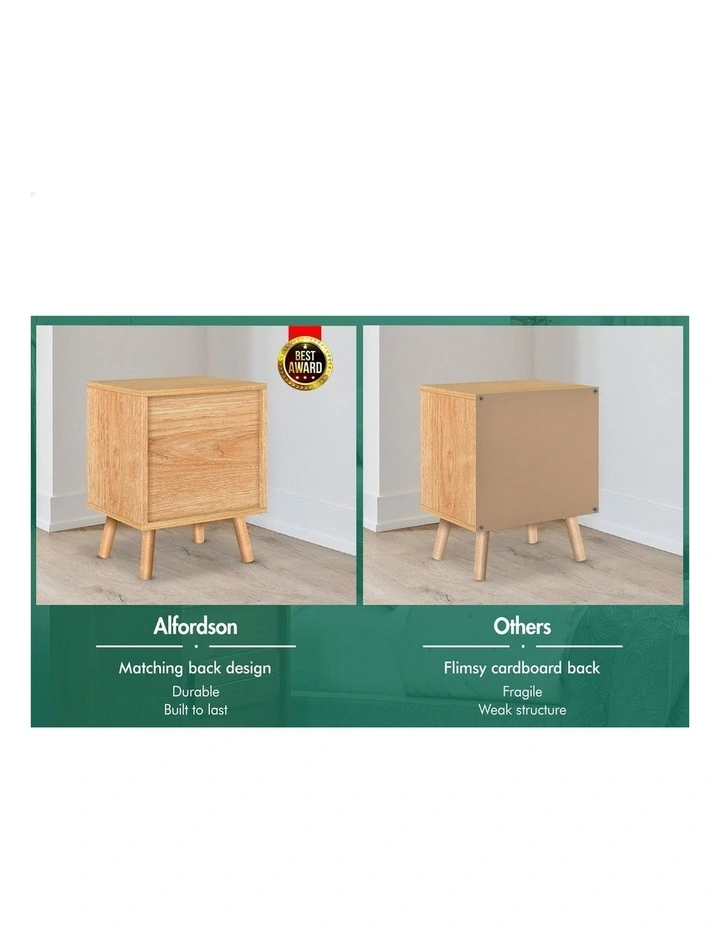 Bedside Table Nightstand Side Table 2 Drawers Oak image 4
