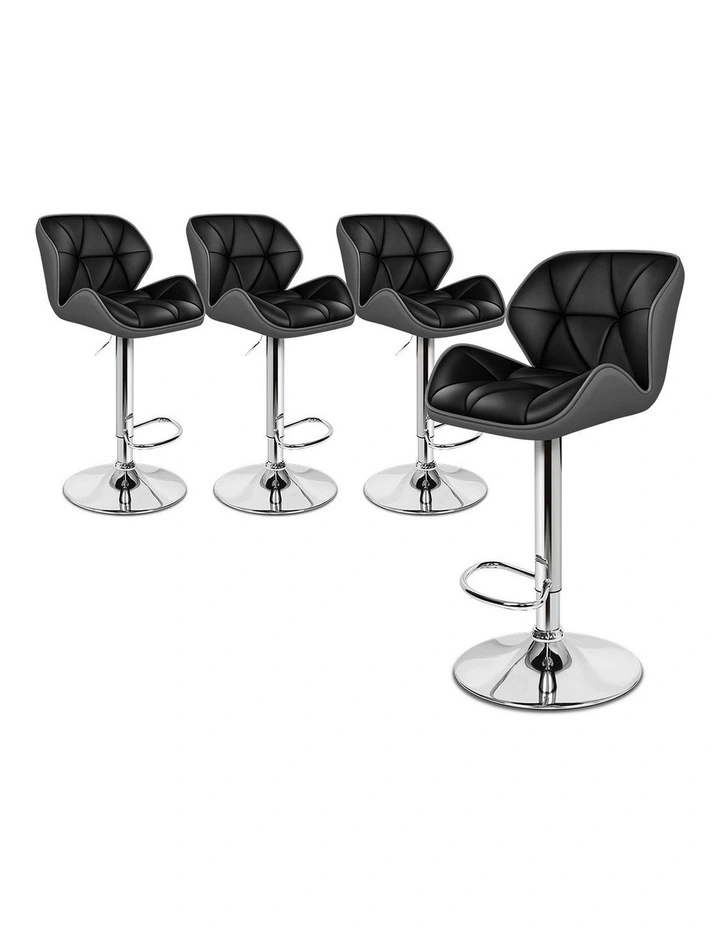 Bar Stools Rhombus Motif Stools Black & Grey Willa x4 image 1