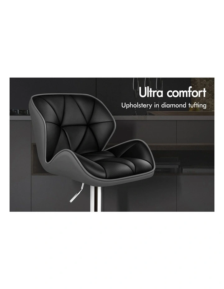 Bar Stools Rhombus Motif Stools Black & Grey Willa x4 image 2