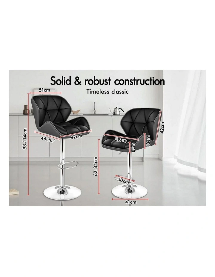 Bar Stools Rhombus Motif Stools Black & Grey Willa x4 image 7