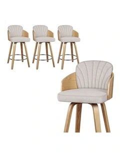 4x Swivel Bar Stools Alice Kitchen Wooden Dining Chair Grey