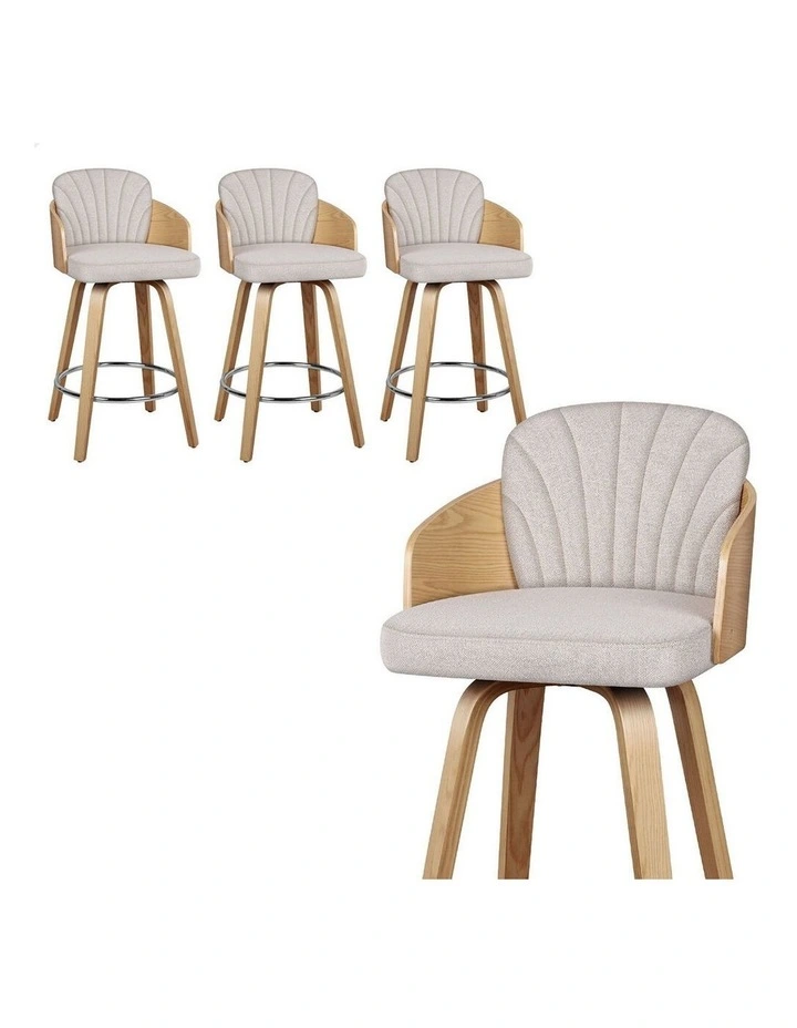 4x Swivel Bar Stools Alice Kitchen Wooden Dining Chair Grey image 1