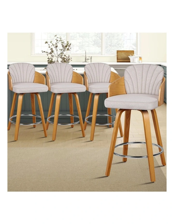 4x Swivel Bar Stools Alice Kitchen Wooden Dining Chair Grey image 2