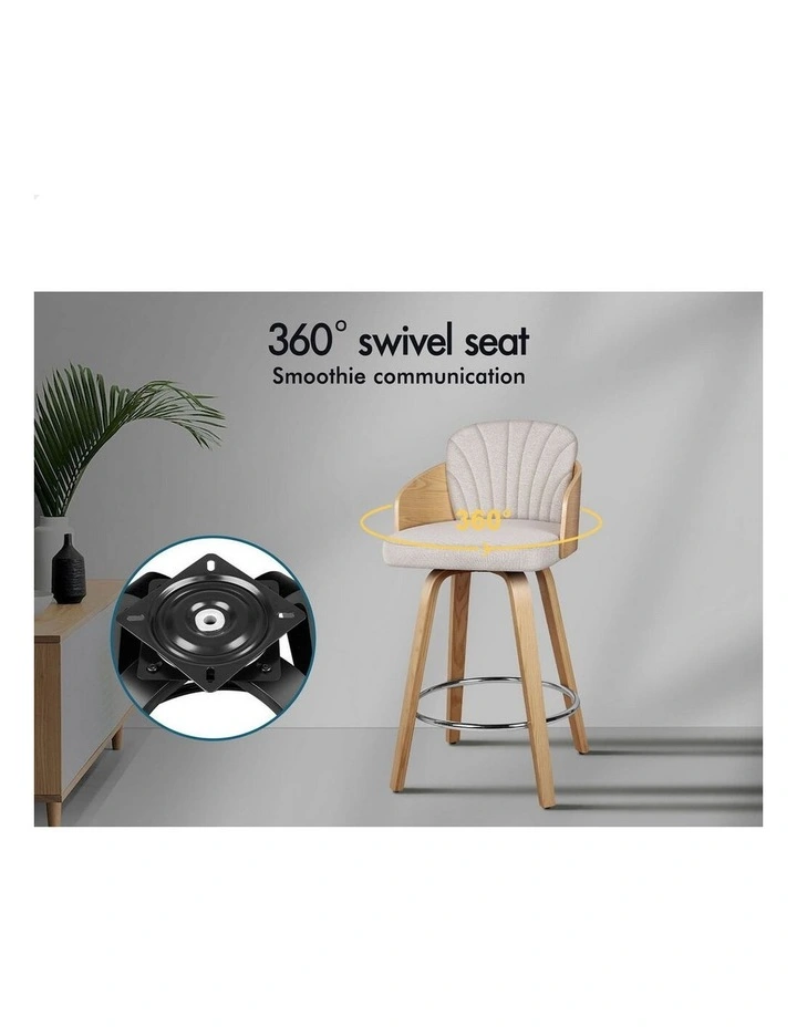 4x Swivel Bar Stools Alice Kitchen Wooden Dining Chair Grey image 3