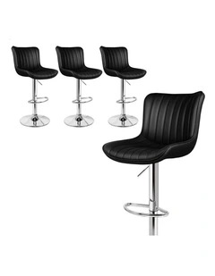 4x Bar Stools Gas Lift Leather Bar Chairs Kitchen Swivel Brad BLACK