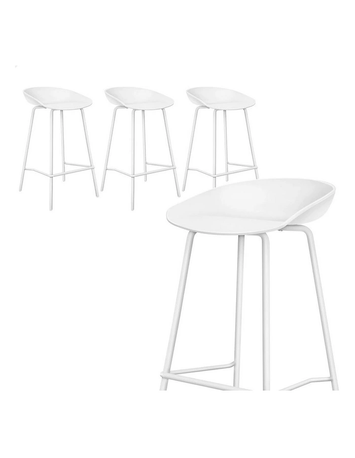 4X Bar Stools Metal Finn White image 1