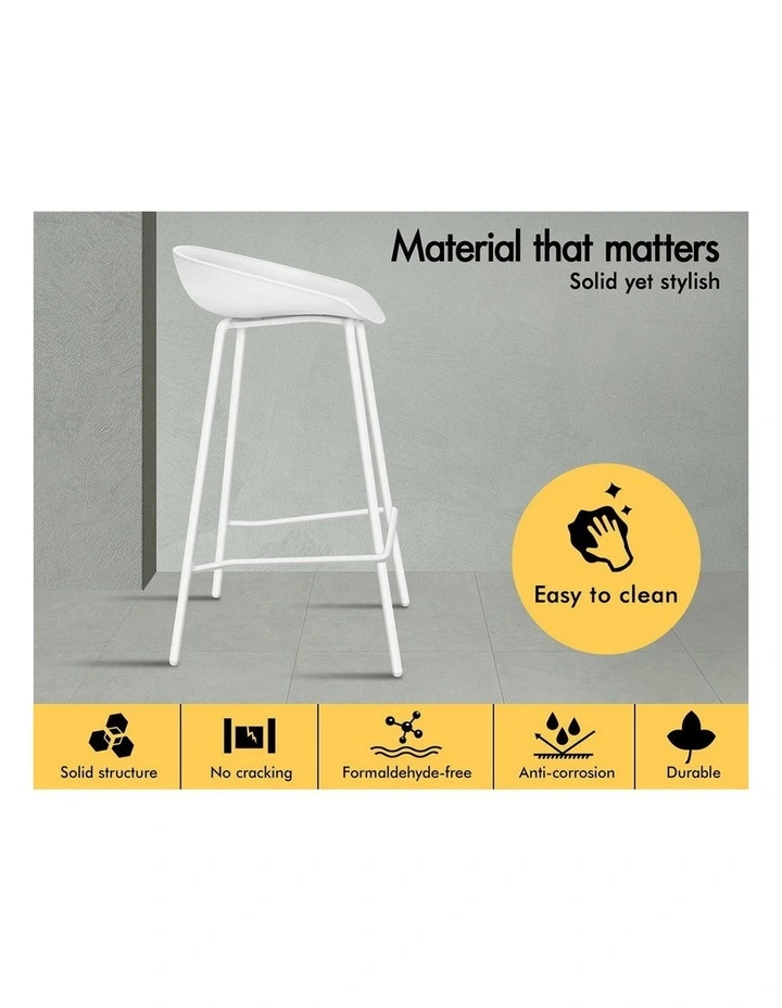 4X Bar Stools Metal Finn White image 2