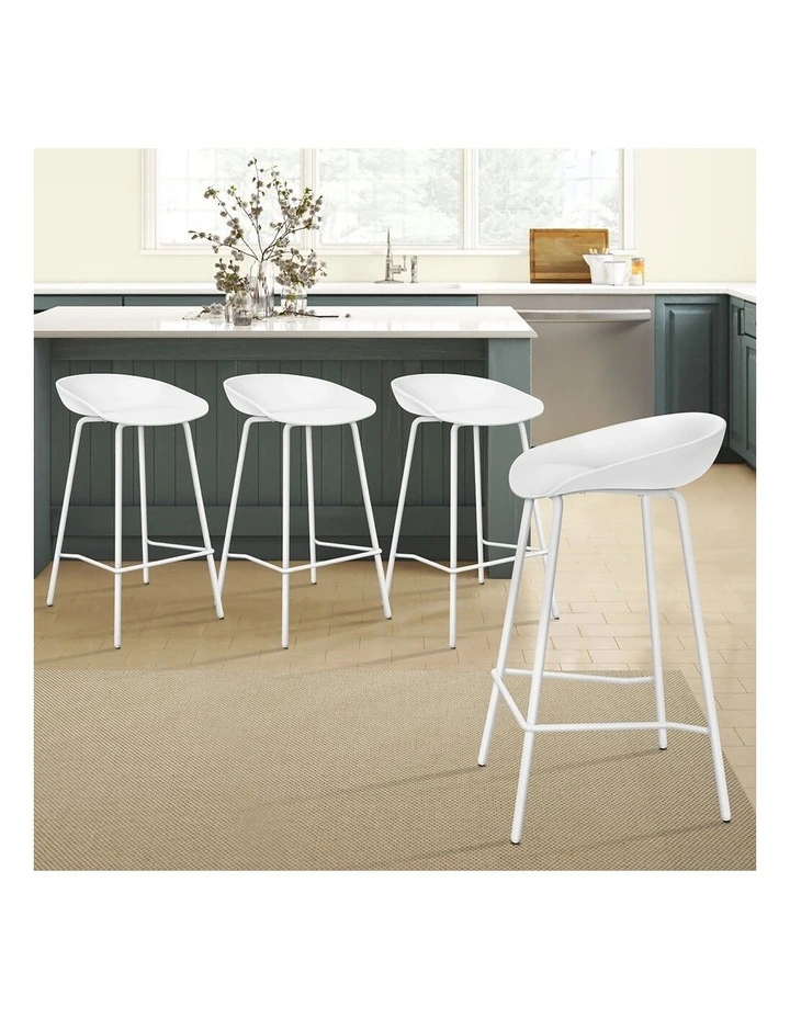 4X Bar Stools Metal Finn White image 7