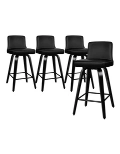 Bar Stools Wooden Mid-back Black Bailey x4