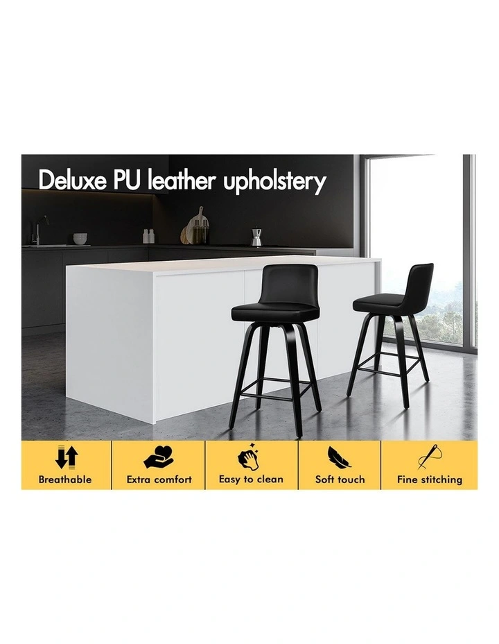 Bar Stools Wooden Mid-back Black Bailey x4 image 2