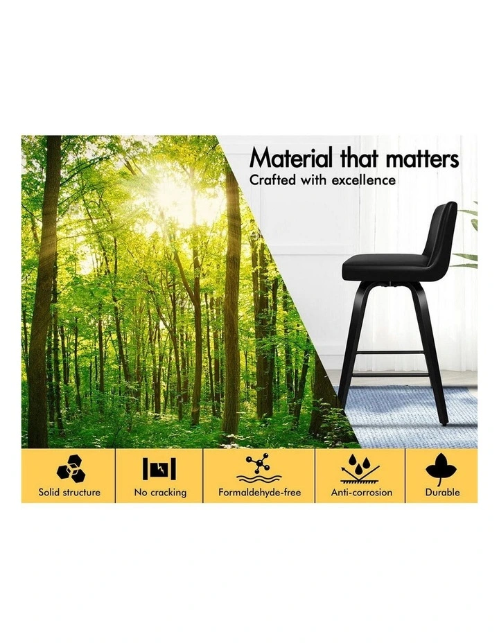 Bar Stools Wooden Mid-back Black Bailey x4 image 3