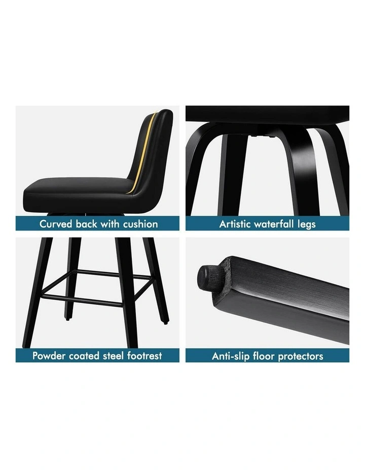 Bar Stools Wooden Mid-back Black Bailey x4 image 4
