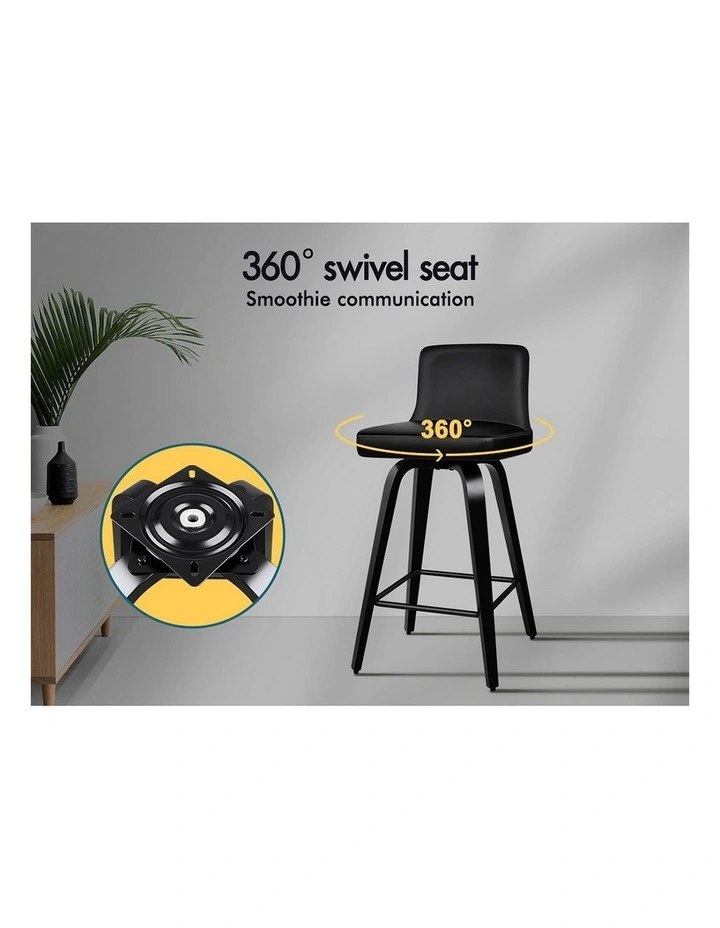 Bar Stools Wooden Mid-back Black Bailey x4 image 5