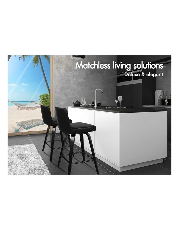 Bar Stools Wooden Mid-back Black Bailey x4 image 6