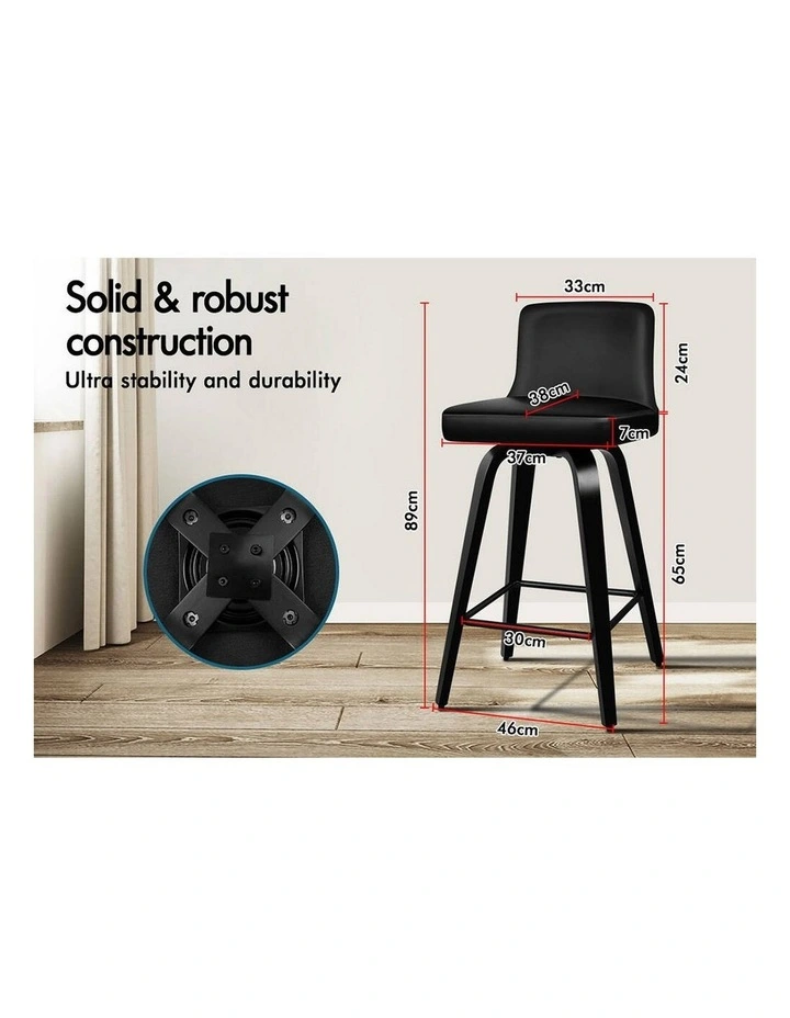 Bar Stools Wooden Mid-back Black Bailey x4 image 7
