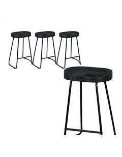 4x Bar Stools 65cm Tractor Kitchen Wooden Vintage Chair Black