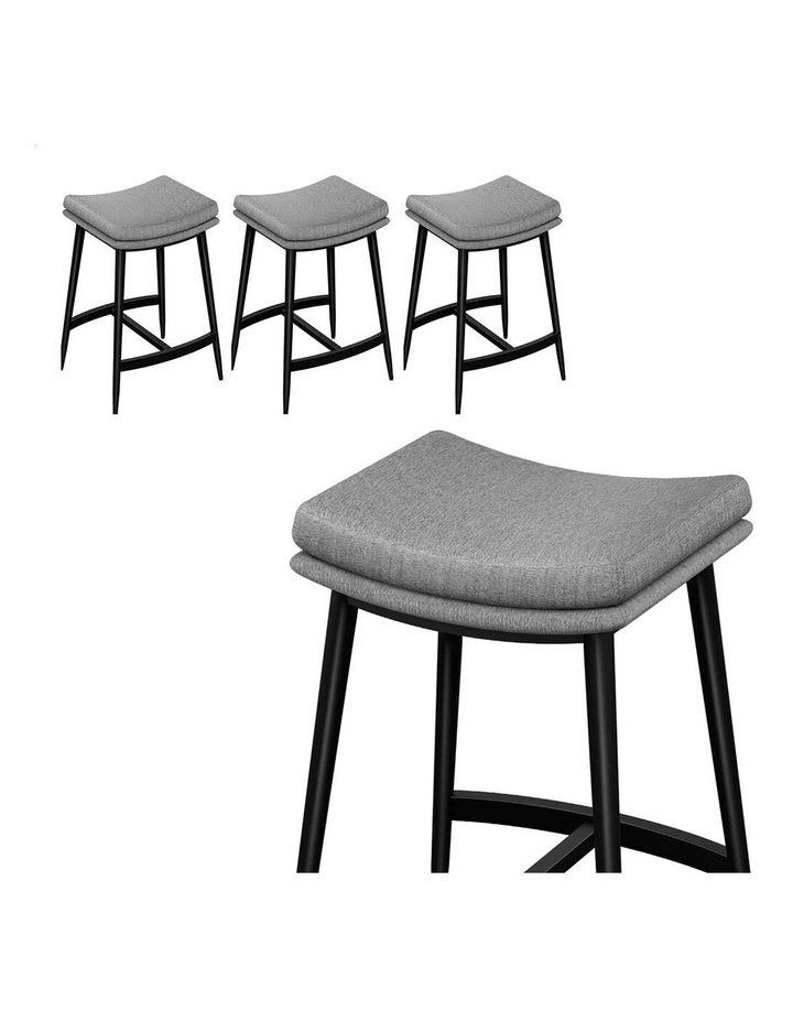 4x Bar Stools 66cm Kitchen Counter Metal Fabric Dining Chairs Grey image 1
